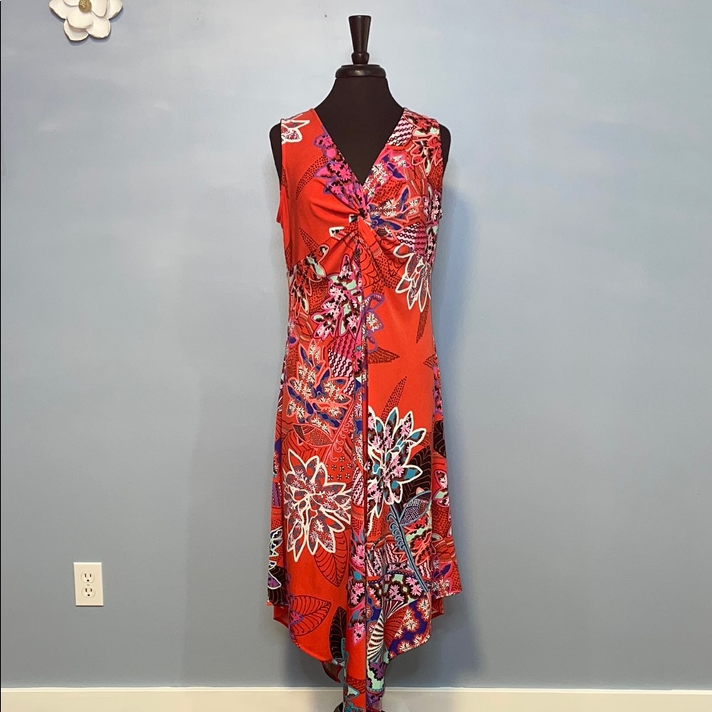 Chico's Orange Sleeveless Asymmetrical Sundress Size 2 (Medium)